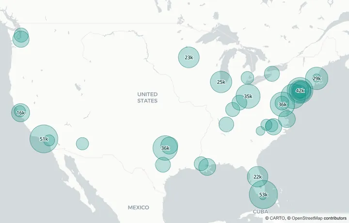 Map of the USA – building permits per area